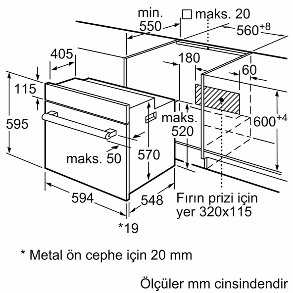 Profilo FRMA225G 66 Lt 8 Programlı Gri Ankastre Fırın - Resim 7