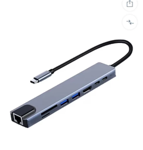 FRISBY FA-7682C Type-c - 8in1  RJ45+TF-SD+HDMI+USB+PD ürün görseli 1