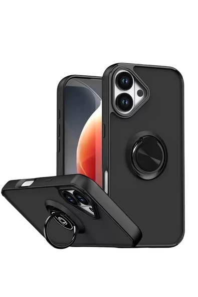 Newface Apple iPhone 17 Montreal Yüzüklü Silikon Kapak - Siyah ürün görseli 1