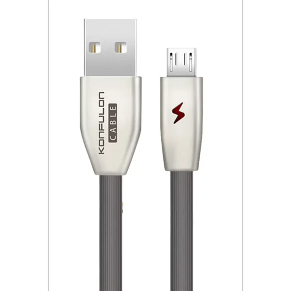 Konfulon S53 Led Işıklı Micro USB Kablo 1M 3A - Siyah - Resim 2