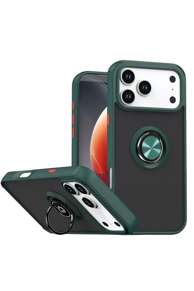 Newface Apple iPhone 17 Pro Max Montreal Yüzüklü Silikon Kapak - Yeşil ürün görseli 1