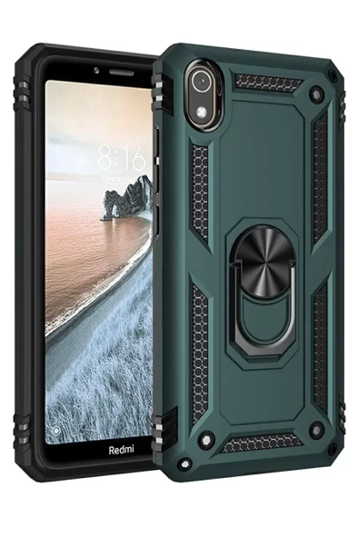 Newface Xiaomi Redmi 7A Kılıf Sofya Yüzüklü Silikon Kapak - Yeşil ürün görseli 1