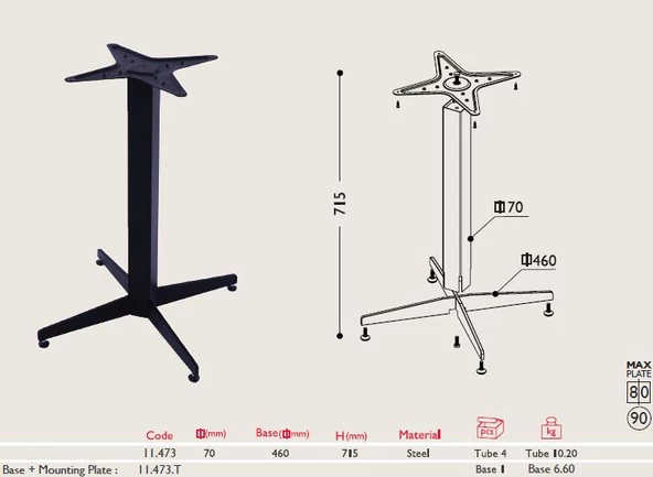 Tablalı Masa Ayağı 11.473 - Taban Çapı 46cm - Resim 2