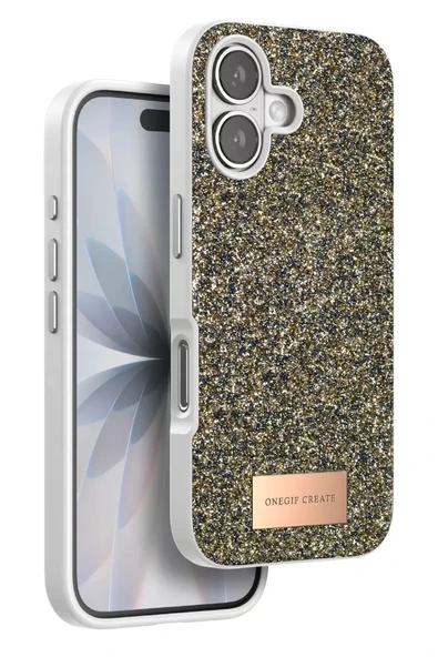 Onegif Apple iPhone 17 Bright Simli Kapak - Çöl Titanyum ürün görseli 1
