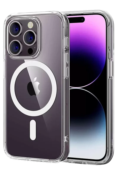 Newface Apple iPhone 14 Pro Max Combo Sert Şeffaf Magsafe Kapak - Şeffaf ürün görseli 1
