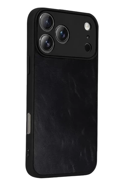 Newface Apple iPhone 17 Pro Max Aras Deri Kapak - Siyah - Resim 3