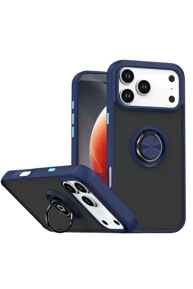 Newface Apple iPhone 17 Pro Max Montreal Yüzüklü Silikon Kapak - Lacivert ürün görseli 1