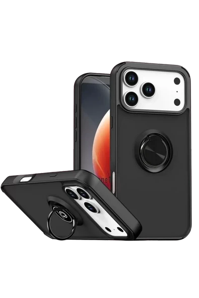Newface Apple iPhone 17 Pro Max Montreal Yüzüklü Silikon Kapak - Siyah ürün görseli 1