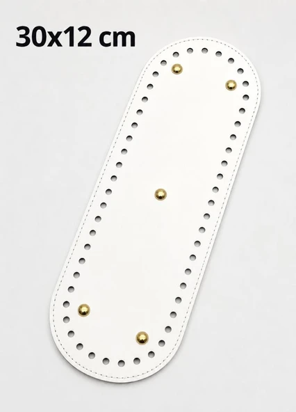 Çanta Aksesuar Suni Deri 30x12 Cm Oval Çanta Tabanı Beyaz Renk Light Gold Aparatlı ürün görseli 1