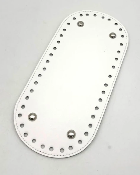 Çanta Aksesuar Suni Deri Beyaz Renk Oval Taban 25X12 Cm Silvery Metalli ürün görseli 1