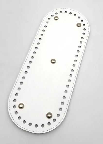 Çanta Aksesuar Suni Deri 30x12 Cm Oval Çanta Tabanı Beyaz Renk Silvery Aparatlı ürün görseli 1