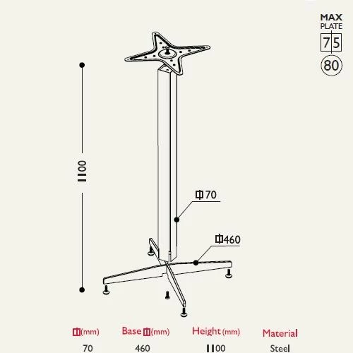 Tablalı Masa Ayağı 11.472 - Taban Çapı 46cm H110cm - Resim 2