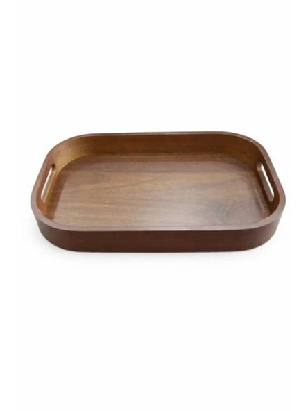 Balsa Dikdörgen Ahşap Kahverengi Tepsi 40x28x5 cm ürün görseli 1