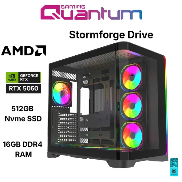 Quantum Gaming Stormforge Drive Ryzen 7 5700X 16GB DDR4 512GB NVMe RTX5060 8GB Masaüstü Oyuncu Bilgisayarı ürün görseli 1