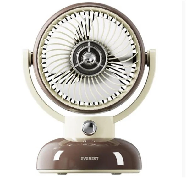 Everest EFN12 Kahve 1200mAh 3 Hız Kademe Led Işıklı Retro Masaüstü Usb Fan ürün görseli 1