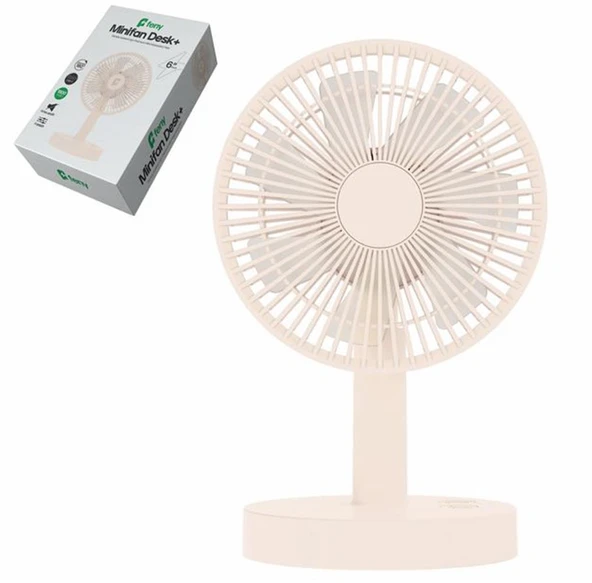 Feny FN-F75 Beyaz 3 Kademeli Otomatik 180 Derece Dönebilen Şarjlı 1800Mah Premium Masa Üstü Fan ürün görseli 1
