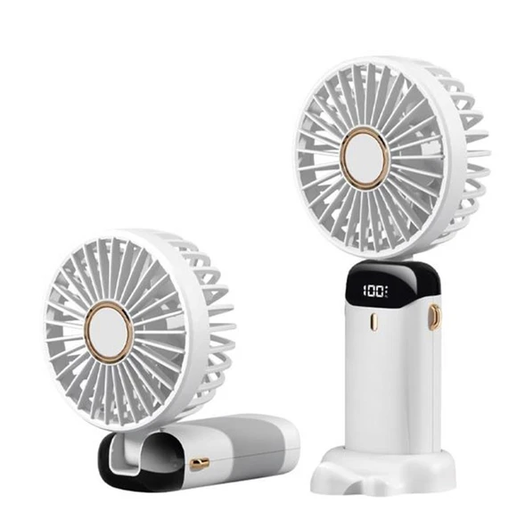 Feny FN-F30 Beyaz Kademeli Ultra Sessiz Led Göstergeli Katlanabilir Şarjlı 1200Mah Mini El Fanı ürün görseli 1