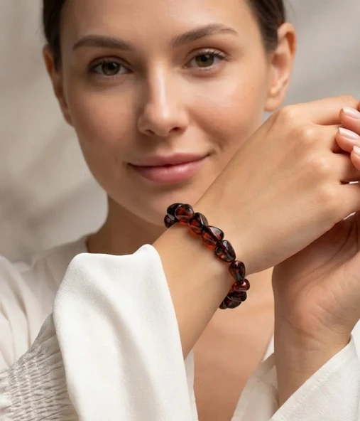 BlackCraft Koyu Amber Yetişkin Damla Kehribar Bileklik ürün görseli 1