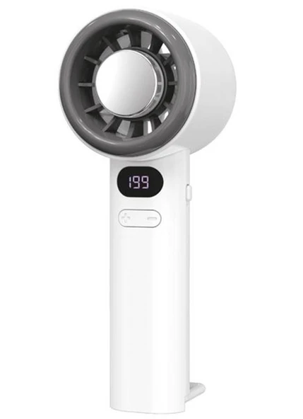 Feny FN-F40 Beyaz Kademeli Ultra Sessiz Led Göstergeli Şarjlı 1800Mah Turbo Mini El Fanı ürün görseli 1