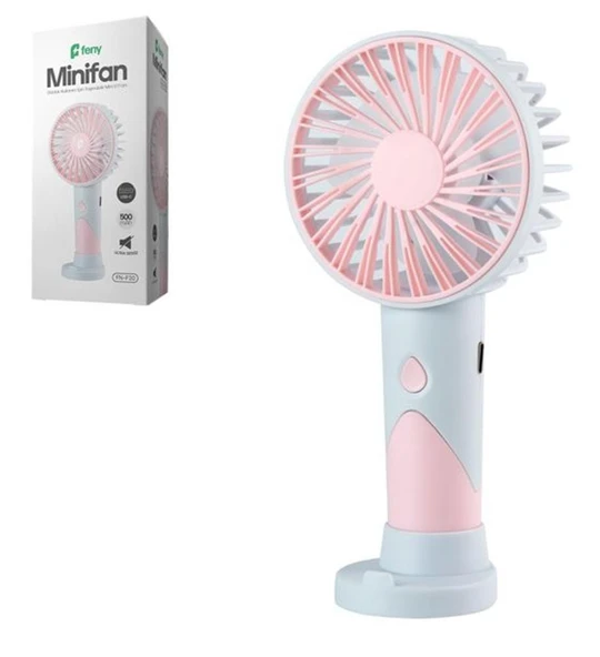 Feny FN-F20 Pembe-Açık Mavi Kademeli Ultra Sessiz Şarjlı Taşınabilir 500Mah Mini El Fanı ürün görseli 1