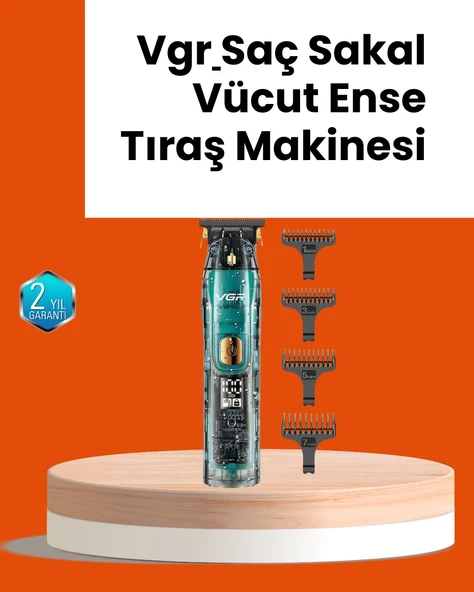 V-695 Şarjlı Saç Sakal Tıraş Makinesi 2600Mah Batarya Kılavuz Taraklı