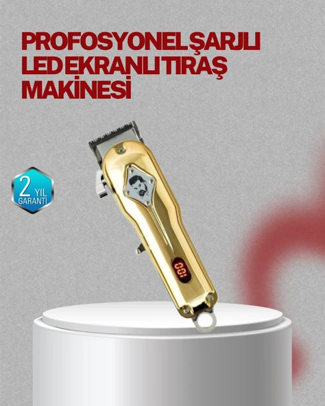 Type-C Şarjlı Lcd Ekranlı Profesyonel Saç Sakal Tıraş Makinesi