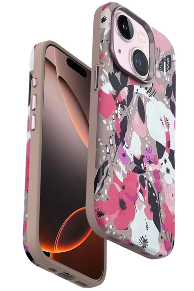 Onegif Apple iPhone 15 Flower Series Magsafe Kapak - Pembe ürün görseli 1