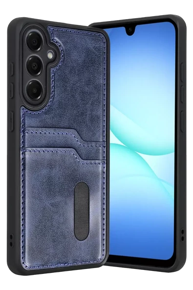 Newface Samsung Galaxy A57 5G Sara Kartvizitli Deri Kılıf - Lacivert ürün görseli 1