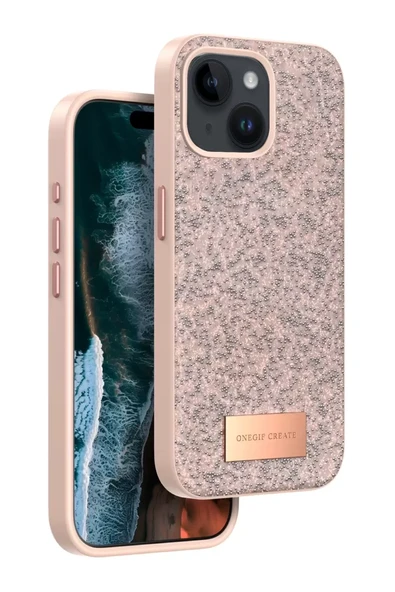 Onegif Apple iPhone 14 Bright Simli Kapak - Pembe ürün görseli 1