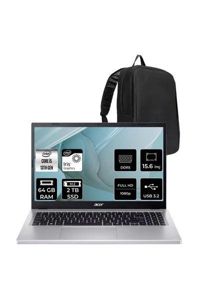 ACER Aspire Go Core i5-1334U 64GB RAM 2TB SSD 15.6" FHD 60Hz FreeDos Dizüstü Bilgisayar AG15-71P ürün görseli 1