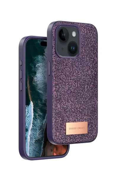 Onegif Apple iPhone 14 Bright Simli Kapak - Derin Mor ürün görseli 1