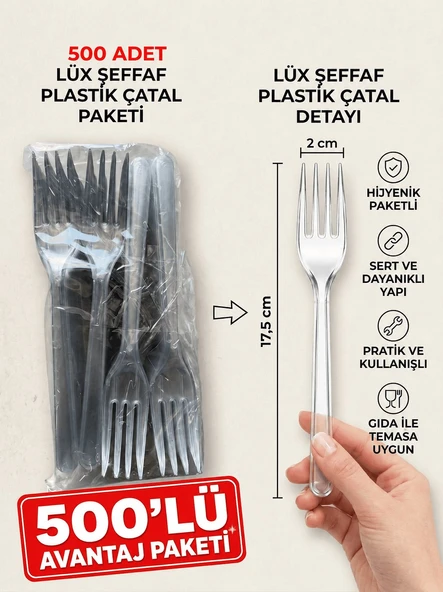 500 Adet Lüx Sert Plastik Çatal ( TOPTAN FİYAT PAKETİ ) ürün görseli 1