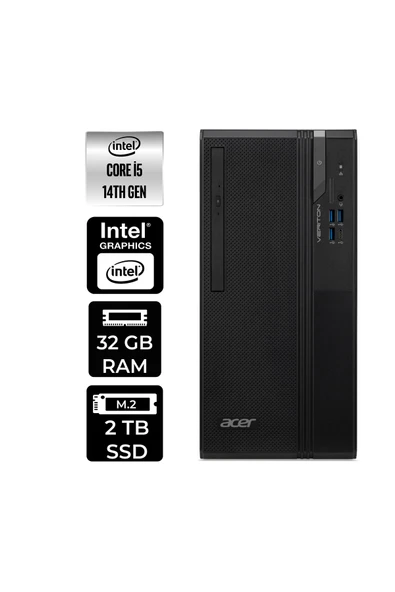 ACER Veriton S2720G Core i5 14400 32GB 2TB SSD W11P Masaüstü Bilgisayar & PER4 USB Bellek ürün görseli 1