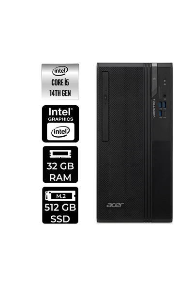 ACER Veriton S2720G Core i5 14400 32GB 512GB SSD FDOS Masaüstü Bilgisayar & PER4 USB Bellek ürün görseli 1