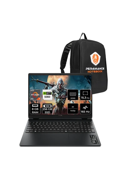 HP Hyperx Omen 15 Ryzen 7 260 8GB 256GB SSD RTX5060/8GB 15.3" WUXGA 165Hz FDOS Gaming Laptop ürün görseli 1