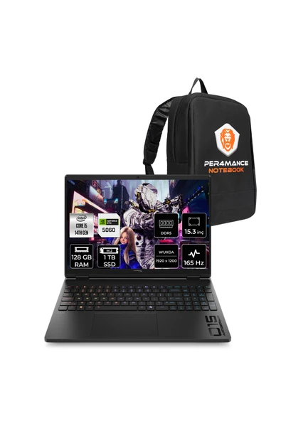 HP Hyperx Omen 15 i5-14500HX 128GB 512GB SSD RTX5060/8GB 15.3" WUXGA 165Hz FDOS Gaming Laptop ürün görseli 1