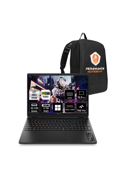 HP Hyperx Omen 15 i5-14500HX 32GB 1TB SSD RTX5060/8GB 15.3" WUXGA 165Hz W11H Gaming Laptop ürün görseli 1