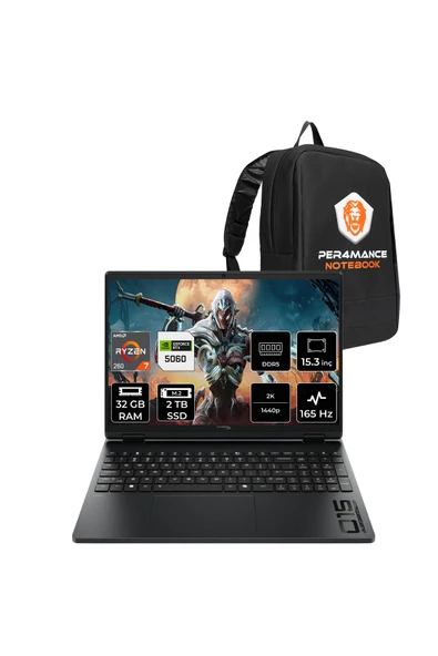HP Hyperx Omen 15 Ryzen 7 260 32GB 2TB SSD RTX5060/8GB 15.3" WUXGA 165Hz FDOS Gaming Laptop ürün görseli 1
