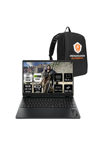 HP Hyperx Omen 15 i7-14650HX 48GB 4TB SSD RTX5060/8GB 15.3" WUXGA 165Hz FDOS Gaming Laptop ürün görseli 1