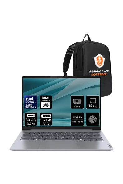 LENOVO ThinkBook 14 Gen 7 Core Ultra 5 125U 80GB RAM 512GB SSD 14" FHD+ FreeDos Dizüstü Bilgisayar ürün görseli 1