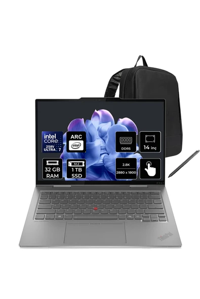 LENOVO ThinkPad X1 Core Ultra 7 258V 32GB RAM 1TB SSD 14" 2.8K OLED 120Hz Multi-Touch FreeDOS Dizüstü Bilgisayar + Per4 Çanta ürün görseli 1