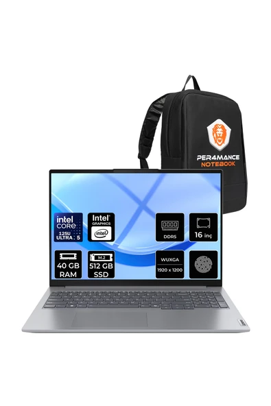 LENOVO ThinkBook 16 Gen 7 Core Ultra 5 125U 40GB RAM 512GB SSD 16" FHD+ FreeDos Dizüstü Bilgisayar ürün görseli 1
