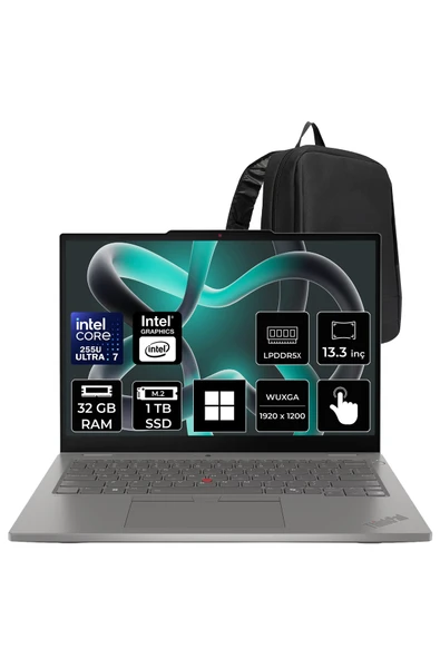 LENOVO ThinkPad L13 Core Ultra 7 255U 32GB RAM 1TB SSD 13.3" FHD+ Multi-Touch Win11 Home Dizüstü Bilgisayar + Per4 Çanta ürün görseli 1