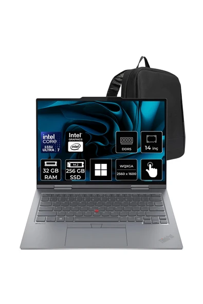 LENOVO ThinkPad X1 Core Ultra 7 155U 32GB RAM 256GB SSD 14" 2.8K OLED 120Hz Multi-Touch Win11 Home Dizüstü Bilgisayar + Per4 Çanta ürün görseli 1