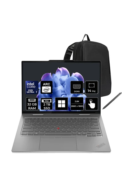 LENOVO ThinkPad X1 Core Ultra 7 258V 32GB RAM 2TB SSD 14" 2.8K OLED 120Hz Multi-Touch Win11 Home Dizüstü Bilgisayar + Per4 Çanta ürün görseli 1