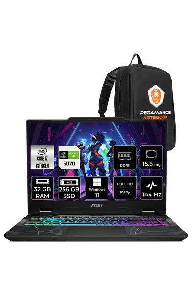 MSI Cyborg 15 i7 13620H 32GB 256GB SSD RTX5070/8GB 15.6" FHD 144Hz W11P Gaming Laptop B13WGKG ürün görseli 1
