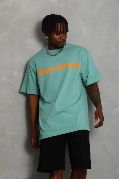 Erkek Baskılı T-Shirt Kısa Kol Bisiklet Yaka Regular Fit Tişört - Mint Yeşili ürün görseli 1