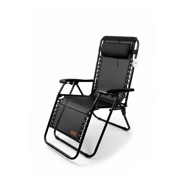Madfox EasyRest Katlanır Şezlong Sandalye SİYAH ürün görseli 1