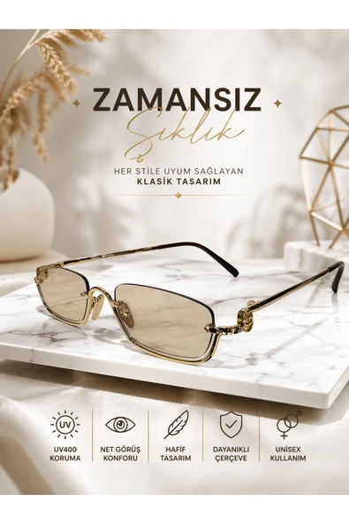 Optic Master Metal Yarım Çerçeveli Güneş Gözlüğü Açık Kahverengi Camlı ürün görseli 1