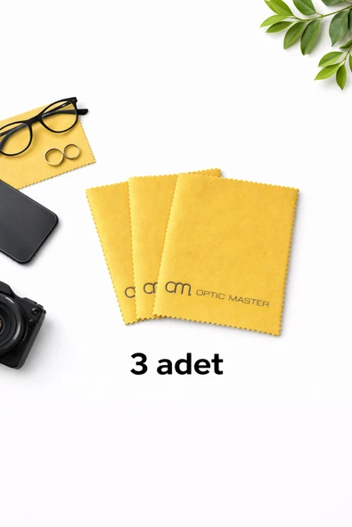 Optic Master Gözlük Temizleme Bezi Microfiber Bez 15x18 CM 3 Adet Sarı ürün görseli 1